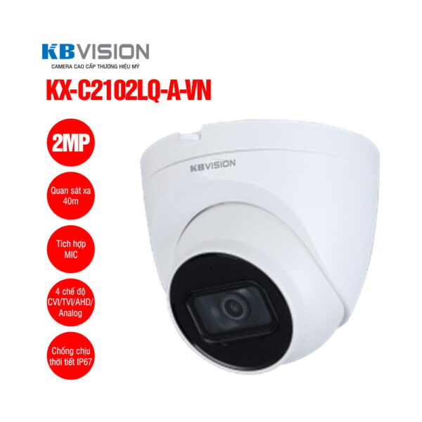 Camera dome HD Analog 2MP KBVISION KX-C2102LQ-A-VN