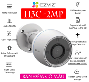 Camera WiFi ngoài trời EZVIZ H3C Color 2MP (CS-H3c-R100-1K2WFL) - Ảnh 2
