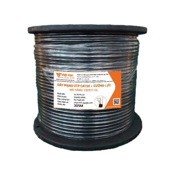 Dây cáp điện thoại Việt Hàn CAT.5E UTP có cường lực 25AWG