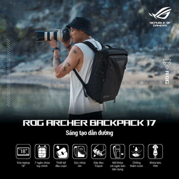BP2702 ROG ARCHER BACKPACK/17/BK/3 IN 1