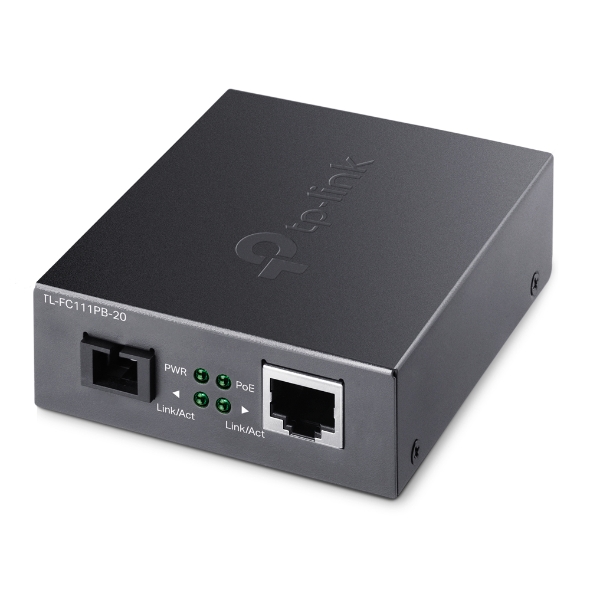 TL-FC111PB-20 - 10/100Mbps WDM Media Converter with 1-Port PoE