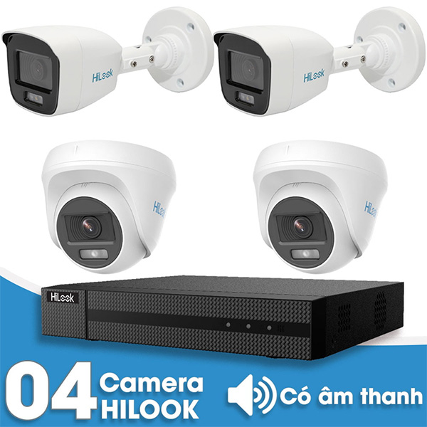 Bộ 4 Mắt Camera HILOOK 2.0mp - Thu Tiếng