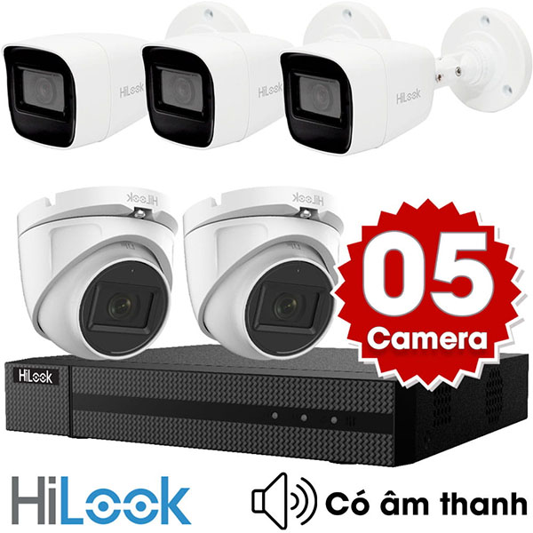 Bộ 5 Mắt Camera HILOOK 2.0mp - Thu Tiếng