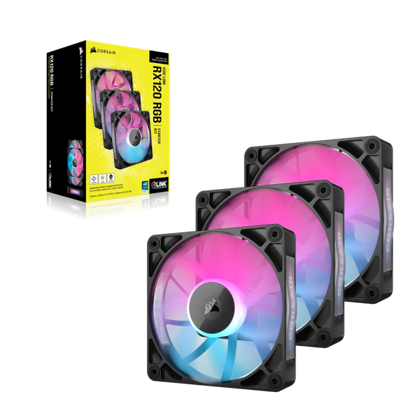 Bộ 3 quạt máy tính Corsair iCUE LINK RX120 RGB - NEW Black/White