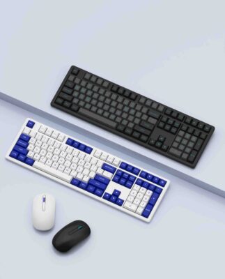 Phím chuột không dây AKKO MX108 (Bluetooth – 2.4Ghz – Black & Cyan / Blue on White)