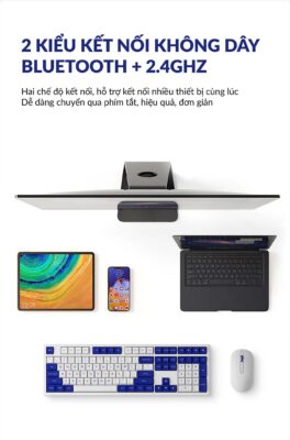 Phím chuột không dây AKKO MX108 (Bluetooth – 2.4Ghz – Black & Cyan / Blue on White) - Ảnh 10
