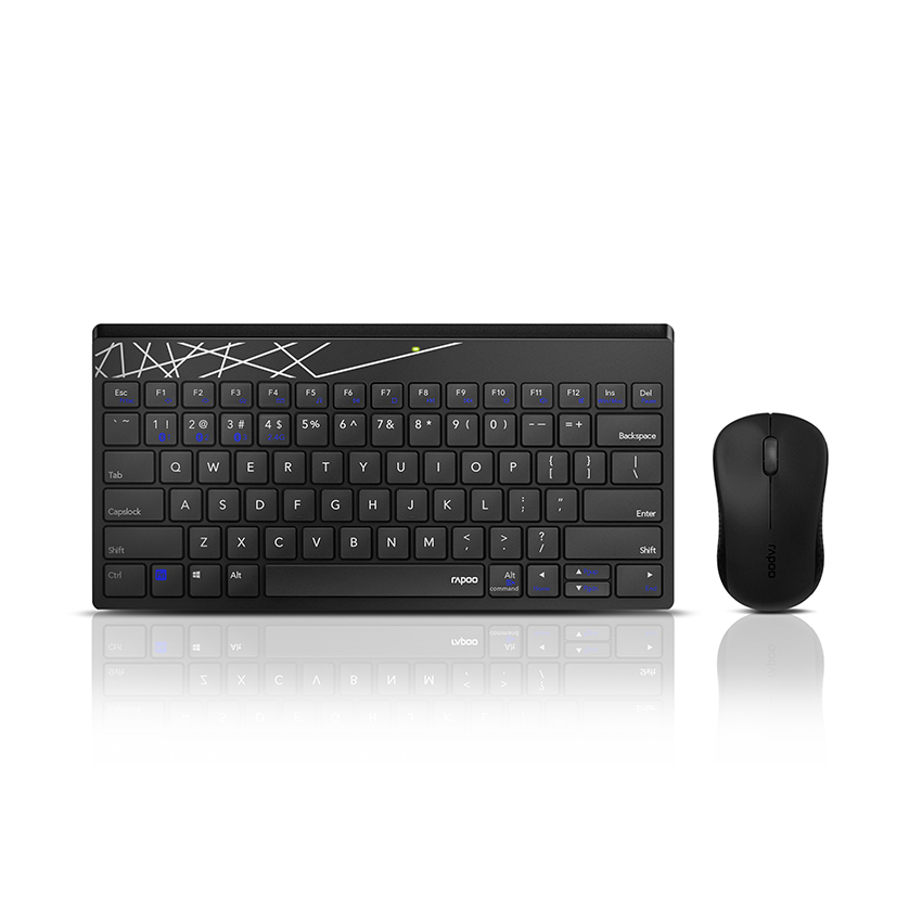 Bộ Bàn phím + Chuột không dây Rapoo 8000M màu Đen (USB/Bluetooth) - Ảnh 1