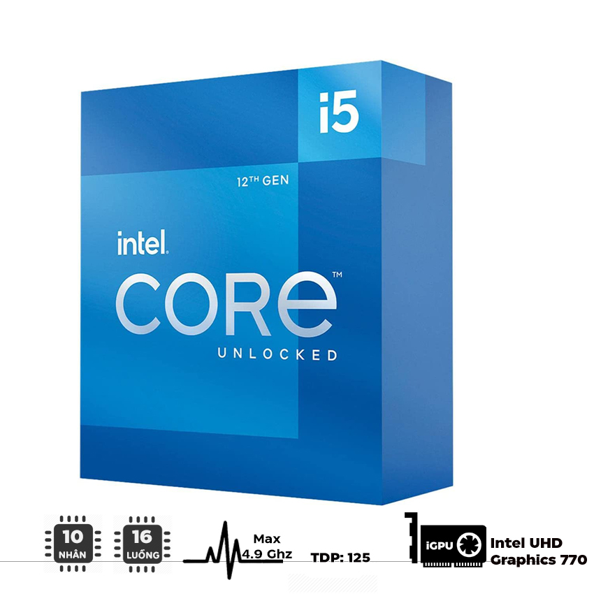 CPU Intel Core i5-12600K (3.7GHz turbo up to 4.9Ghz, 10 nhân 16 luồng, 20MB Cache, 125W) - Socket Intel LGA 1700/Alder Lake) - Ảnh 1